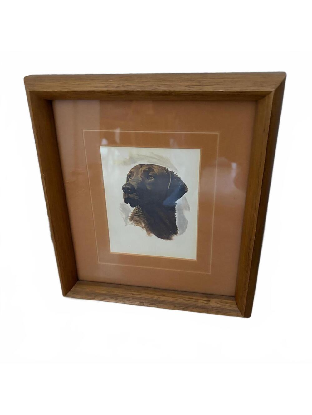 Winston Elliott Chesapeake Labrador Retriever Dog Portrait Painting Embossed Mat